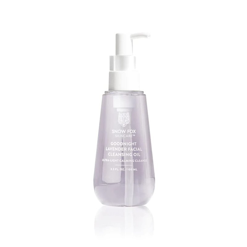 Snow Fox Skin Care Goodnight Lavender Facial Cleansing Oil â 2-in-1 Makeup Remover & Cleanser with French Lavender, Coconut Oil and Camellia â Removes Eye Makeup â Gentle, Non-Drying â 3.3oz