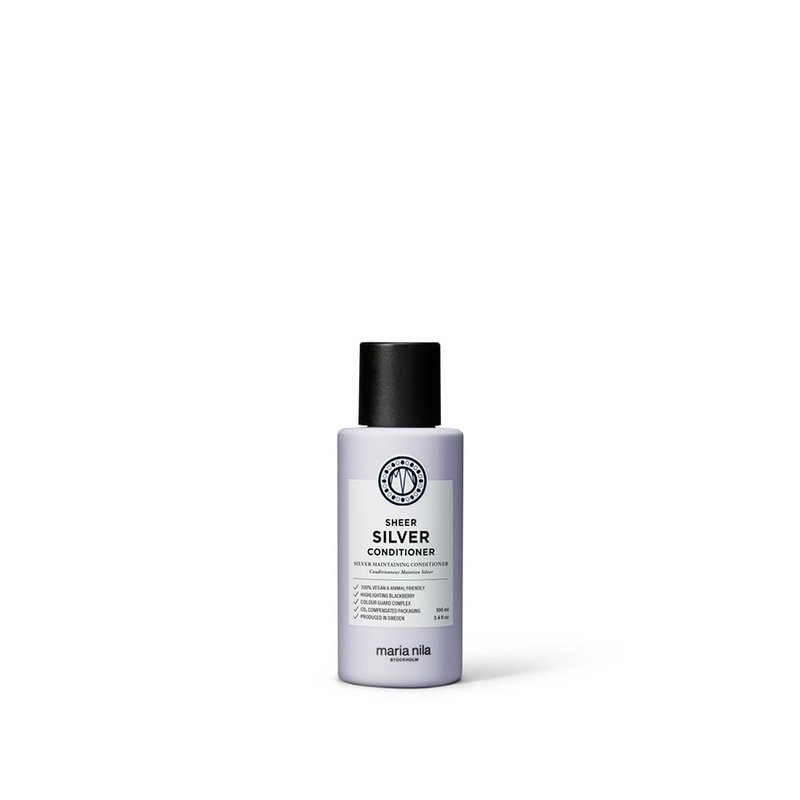 Maria Nila Sheer Silver, Silver/Purple Conditioner, Neutralizes Brassy Yellow/Golden Shades in Blonde, White & Grey Hairs, Violet Pigments Gives Cool Tone, 100% Vegan & Sulfate/Paraben free, 3.4 Fl Oz