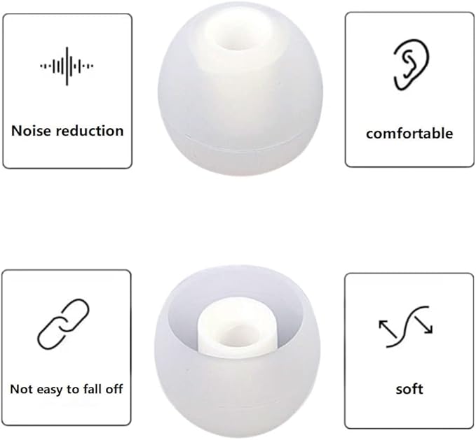 CYADCI Replacement Earbud Tips Earbud Covers Silicone Tips Ear Gels Fit for Inner Hole from 3.8mm - 5.1mm Earphones 9 Pairs S/M/L Clear White