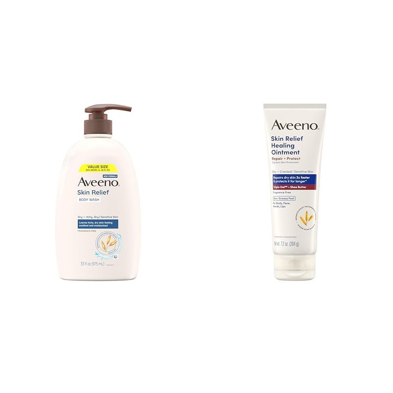 Aveeno Skin Relief Body Wash & Healing Ointment Bundle - Fragrance & Paraben Free | 33 fl oz & 7.2 oz
