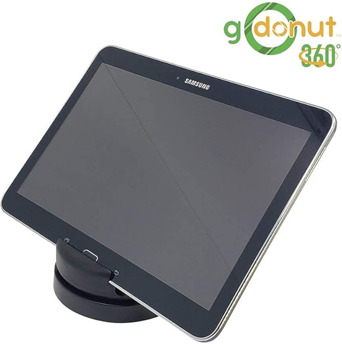 GoDonut 360 Swivel – Smartphone and Tablet Stand and Desk Organizer with 360 Degrees Device Rotation - Compact and Portable for Travel, Office and Home - Made in USA (Black)