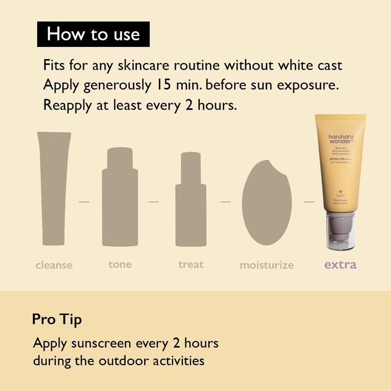 Haruharu Wonder Black Rice Sunscreen - Hydrating Daily SPF 50, Velvet Finish | 1.69fl.oz, Vegan Korean Skincare