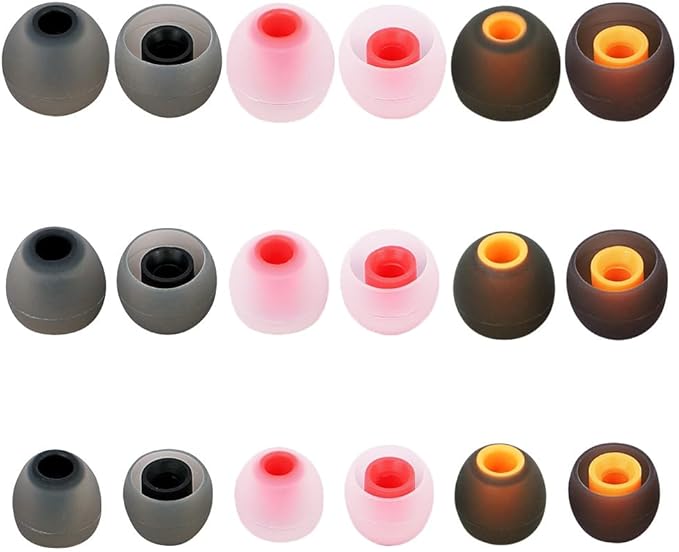 TSZYYM Earbud Tips Ear Bud Tips Soft Anti Slip Washable and Reusable Silicone Replacement Earbud Tips Fit Most in-Ear Earbuds(Inner Hole 3.8mm -5.1mm) 18pcs S M L