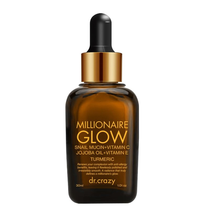 Dr. Crazy Millionaire Glow Vitamin C Serum for Face - Hydrating Glow Up Serum With Turmeric, Niacinamide, Hyaluronic Acid, Snail Mucin & Vitamin E - Fades Dark Spots & Evens Skin Tone â 30ml