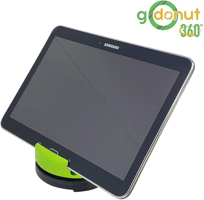 GoDonut 360 Swivel – Smartphone and Tablet Stand and Desk Organizer with 360 Degrees Device Rotation - Compact and Portable for Travel, Office and Home - Made in USA (Lime Green)