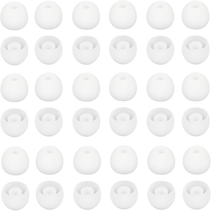 CYADCI 36 Pieces Large Earbud Tips Soft and Comfortable Silicone Earbud Tips Ear Bud Replacement Pieces Silicone Fit Most in-Ear Headphones,Inner Hole 3.8mm -5.5mm,Large White Earbuds Silicone Tips
