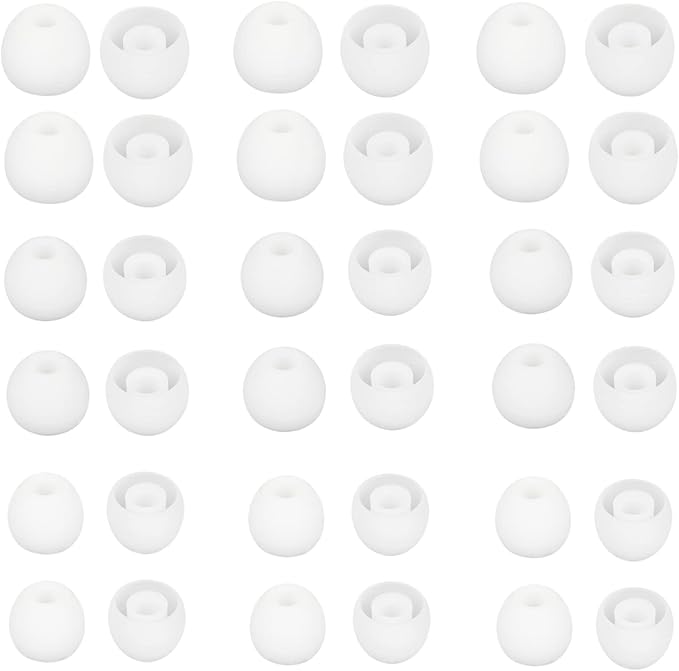 CYADCI Earbud Tips Soft and Comfortable Headphone Ear Tips Ear Bud Replacement Pieces Silicone Fit Most in-Ear Headphones,Inner Hole 3.8mm -5.5mm,18 Pairs White S/M/L Replacement Earbud Tips