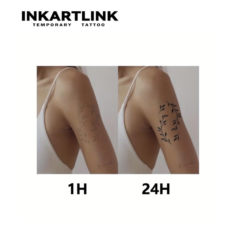 INKARTLINK Temporary Tattoos, Semi Permanent Tattoo Adult Art Design Waterproof Temp Tattoo Party Favors Tattoo Stickers Realistic Look, No Adhesive, Lasts 1-2 Weeks Black (Skull Compass)