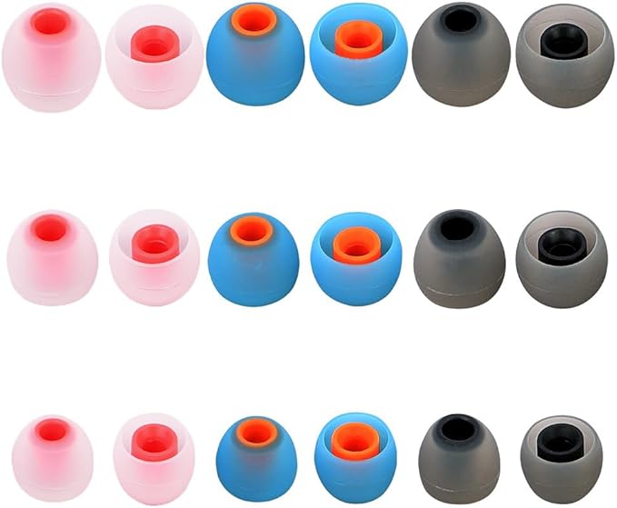 TSZYYM Earbud Tips Ear Bud Tips Soft Anti Slip Washable and Reusable Silicone Replacement Earbud Tips Fit Most in-Ear Earbuds(Inner Hole 3.8mm -5.1mm) 18pcs S M L