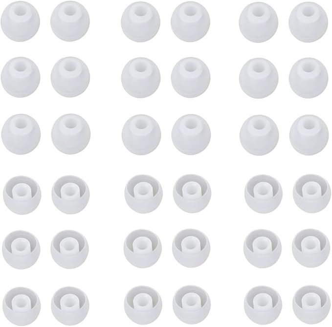 CYADCI 36 Pieces Small Earbud Tips Soft and Comfortable Ear Bud Replacement Pieces Silicone Fit Most in-Ear Headphones,Inner Hole 3.8mm -5.5mm,Small Clear White Replacement Eartips