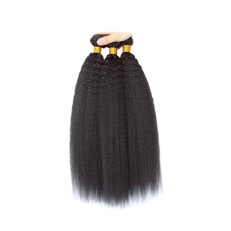 Kinky Straight Bundles Human Hair Yaki Human Hair Bundles 14 16 18 Inch Unprocessed Brazilian Virgin Remy Hair Extensions Yaki Straight Bundle Hair Weave Calneshia Bundle