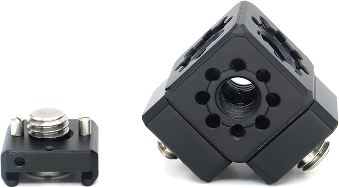 SZJELEN Camera Mount Extension Bracket with Cold Shoe Mounts for Camera Cage Tripod Magic Arm Microphone LED Video Light,Shoe Mount Holder with 1/4'' 3/8'' Arri Thread and Arri-locating Hole