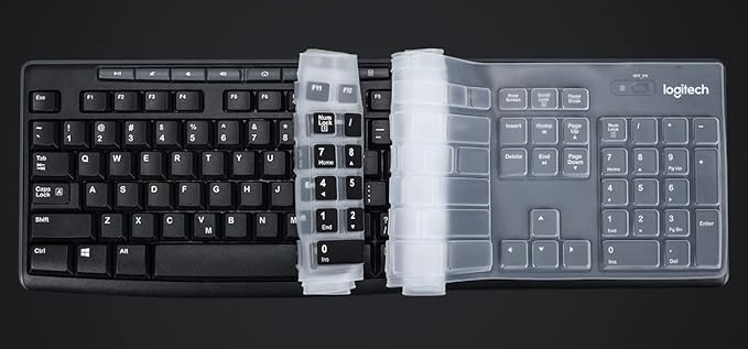 Keyboard Cover for Logitech MK295 MK270 K270 Keyboard, Logitech MK370 MK270 K270 Keyboard Skin Protector - Black