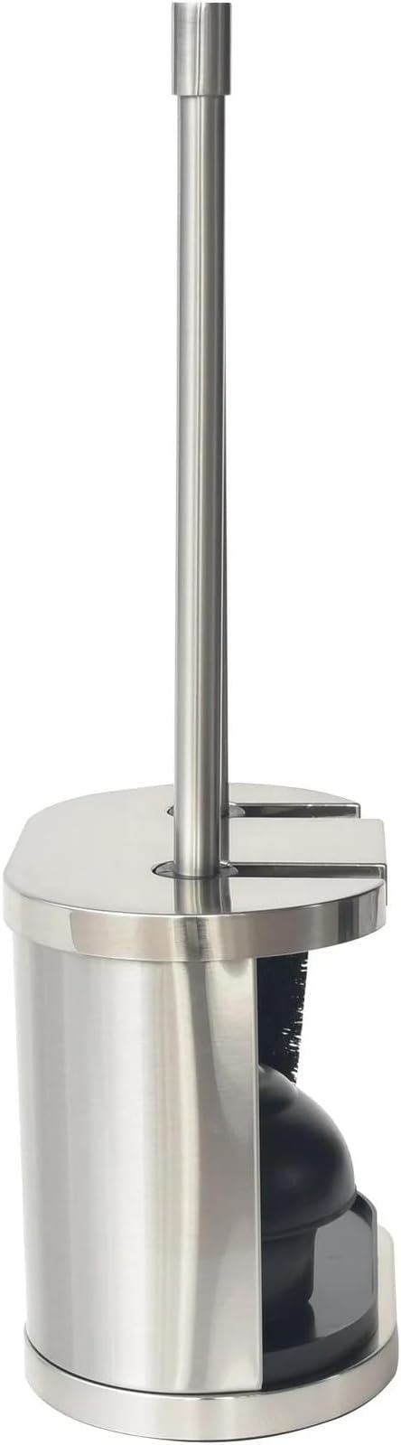 Metal Toilet Bowl Brush and Plunger Set – Toilet Brush, Bathroom Cleaning Tool, Toilet Plunger for Home and Bathroom, Brushed Nickel