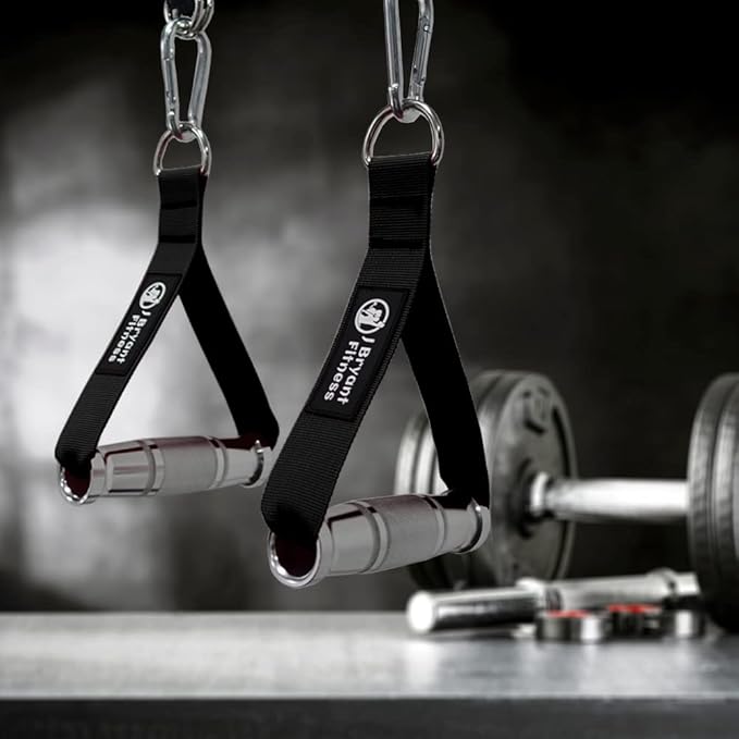 J Bryant Fitness Metal Gym Handles for Cable Machine Attachment Heavy Duty Aluminum Alloy Handle Grips Durable Workout Handles for Resistance Bands Pulley LAT Pull Down System (Black Thick)