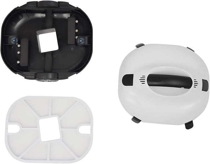 Robotic Pool Cleaner Automatic Pool Cleaner with Adapter and Practical Handle Cleaning Machine for Removing Sand Stones Hair One-Touch On/Off Wheel Design, White+Black