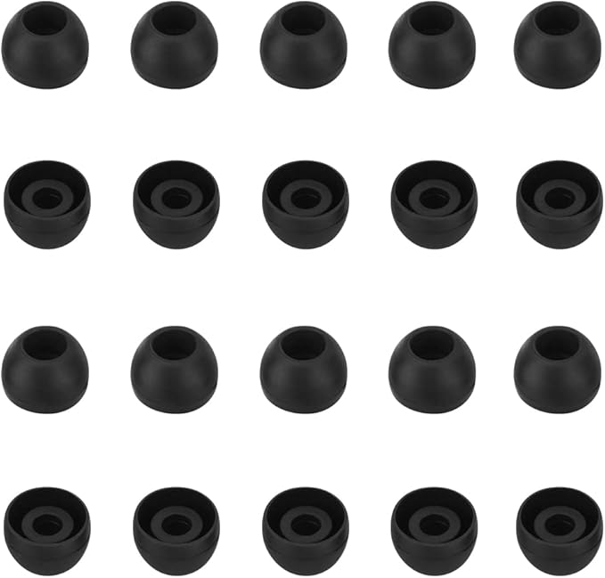 WKYMY Silicone Medium Replacement Ear Tips - Eartips for In-Ear Headphones - Rubber Tips Earbud Covers - 10 Pairs (Black)