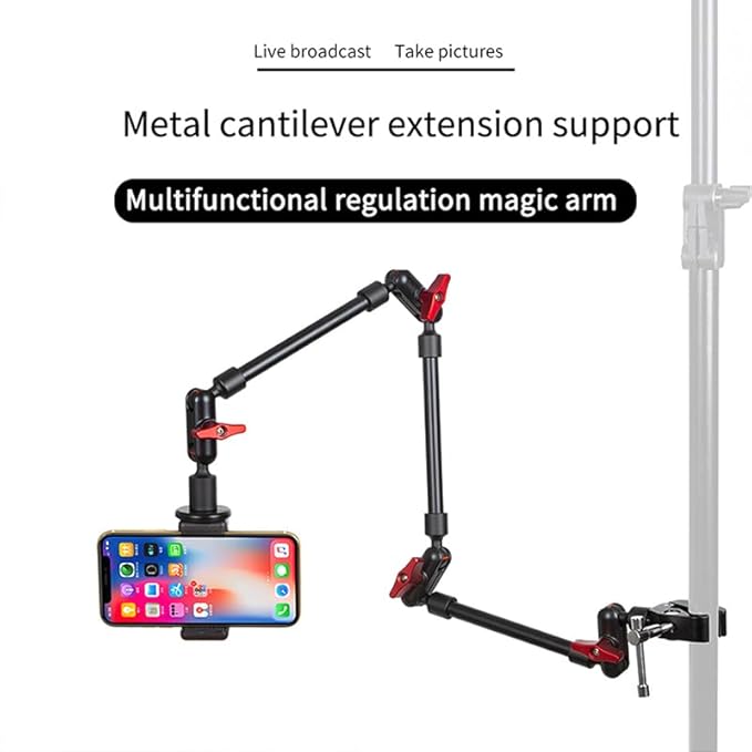 GOINWAVE Magic Arm Camera Mount, 32" Aluminum Articulating Arm with Desk Clamp & Standard 1/4" Screw, Heavy Duty Overhead Tablet Stand for Video Recording, Live Streaming, Vlogging