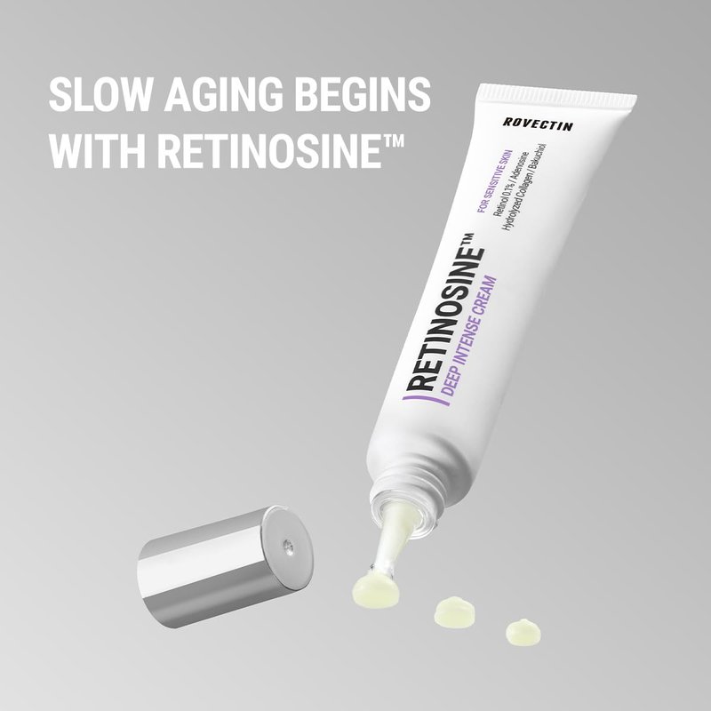 ROVECTIN Retinosine Deep Intense Cream - Retniol 0.15%, Adenosine, Hydrolyzed Collagen, Bakuchiol | For sensitive skin, Korean Skin Care - (1.01 fl.oz, 30ml)
