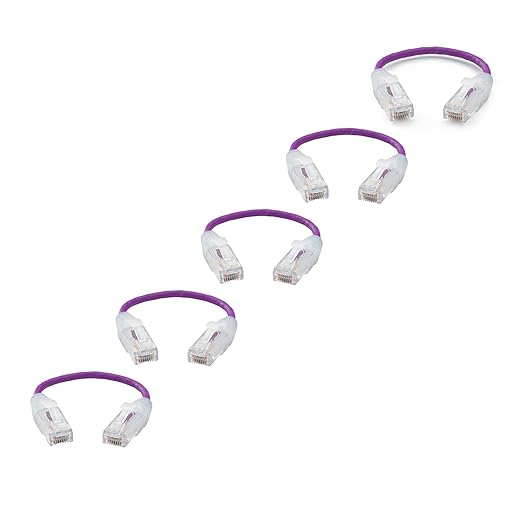 TRUECABLE Cat6 Component Rated Patch Cable, Unshielded (U/UTP), 6in, Purple, 28AWG Stranded Pure Copper, Snagless 10G High-Speed Ethernet Cable, PoE++ 4PPoE 100W, UL Listed, RoHS-3, 5 Pack
