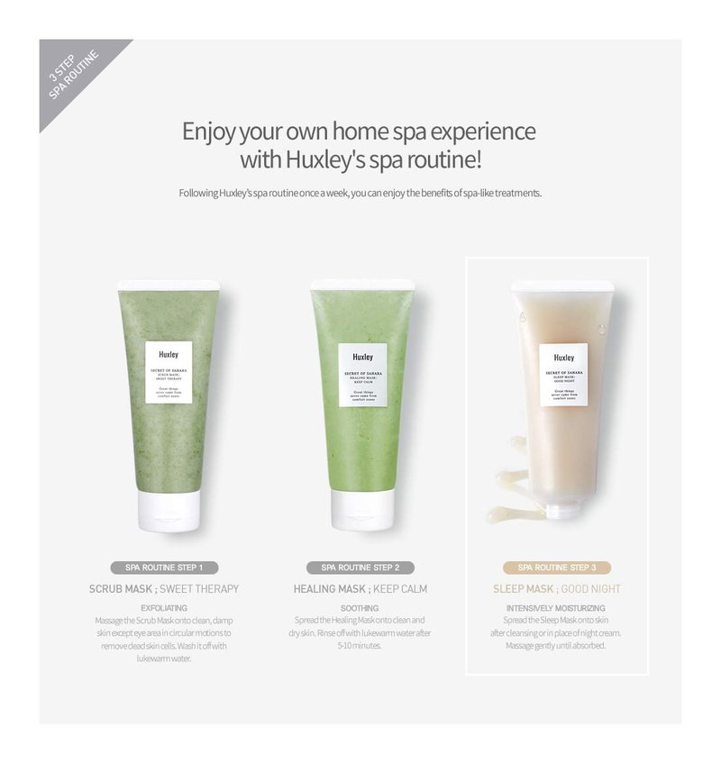 Huxley Secret of Sahara Sleep Mask, Hydrating Overnight Face Mask for Dry and Dull Skin, Korean Skincare with Cactus Extract and Cica, Barrier Support, Non-Sticky Gel-Cream, 5.29 oz