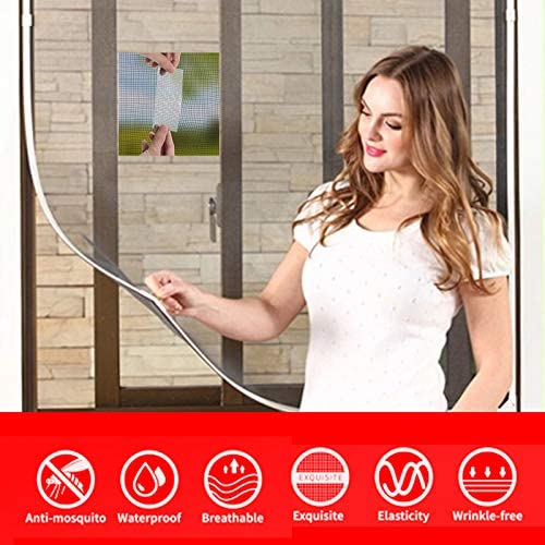 Plextone Window Screen Repair Kit Tape Fiberglass Repair Kit for Window Screen and Screen Door Tears Holes 3-Layer Strong Adhesive Window Screen Mesh Repair Waterproof Screen Repair Kit(2"×80") Grey
