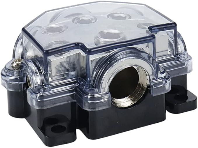 S SYDIEN 2pc Power Distribution Block Car Audio 1 in 5 Ways Out Car Audio Distributions Block 0 Gauge Input 2/4/8 Gauge Out Ground Cable Splitter Distribution Blocks for Automotive