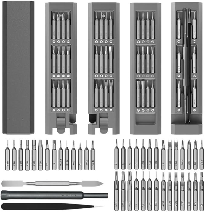 44 in 1 Screwdriver Set, Magnetic Bits, Manual Repair Tool Set for Gamepad Phone Camera Laptop Watch Glasess