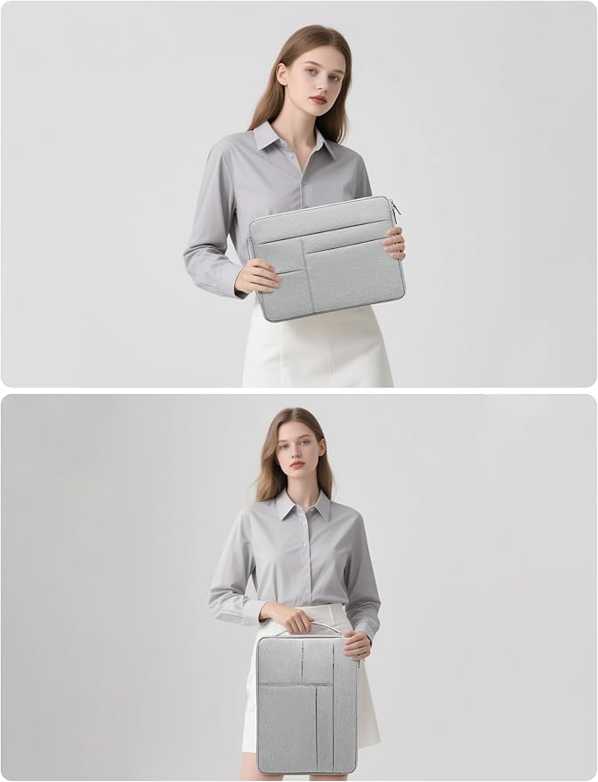 HYZUO 14-15 Inch Laptop Sleeve Bag for MacBook Air 15 M5 A3448 M4 M3 M2 2026-2023, MacBook Pro 15, 15" Surface Laptop, XPS 14/15 Plus, NoteBook Case for 14" HP Dell Lenovo Asus Acer, Light Gray