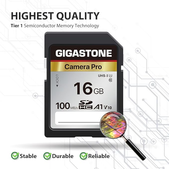 【5-Years Data Recovery】 GIGASTONE 16GB SD Card 5-Pack, Camera Pro, UHS-I A1 V10 SDHC Memory Card Compatible with SPYPOINT TACTACAM Trail Camera, with 5 Mini Cases