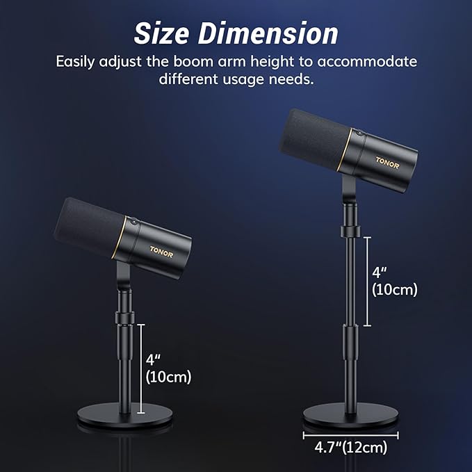 TONOR Dynamic Podcast Microphone, XLR/USB Mic for Recording, Streaming, XLR Cardioid Studio Mic with Quick Mute, 3.5mm Jack, Volume Control, 200 cm/78inch Cable, with Desktop Stand, Black, TD520