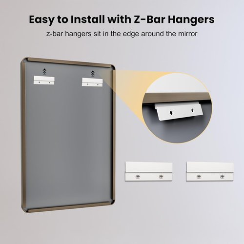 LOAAO Bronze Bathroom Mirror - 40”X30” Rounded Rectangle with Anti-Rust Brushed Metal Frame | Versatile Hanging Options