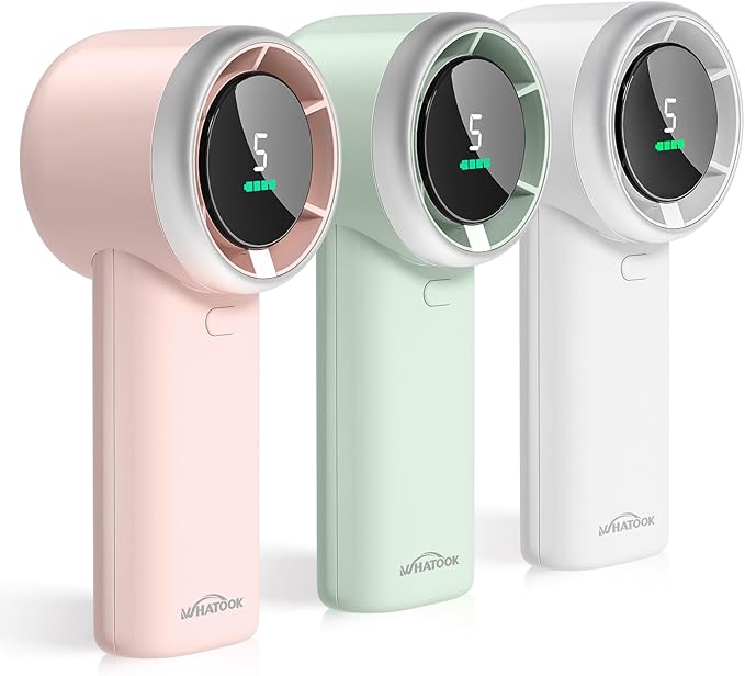 WHATOOK Portable Handheld Mini Fan: High Speed Cooling Fan, 10 Hours Battery Life, USB Rechargeable, Small Essentials for Women, Beach Travel, Vacation (Pink)