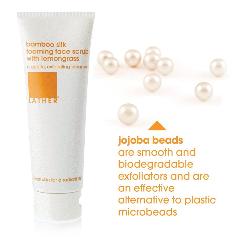 LATHER Bamboo Silk Foaming Cleanser - Foaming Face Wash for Oily & Acne Prone Skin - Gentle Exfoliating Face Scrub - 4 Fl Oz