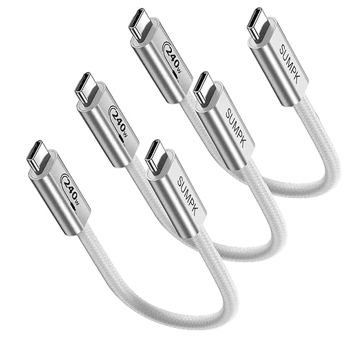 SUMPK 240W USB C Cable 6 inch, Short USB C Cable Compatible with iPhone 16/16 Pro/16 Plus/16 Pro Max, MacBook Pro/Air, iPad Pro/Air, Dell XPS, Galaxy S23