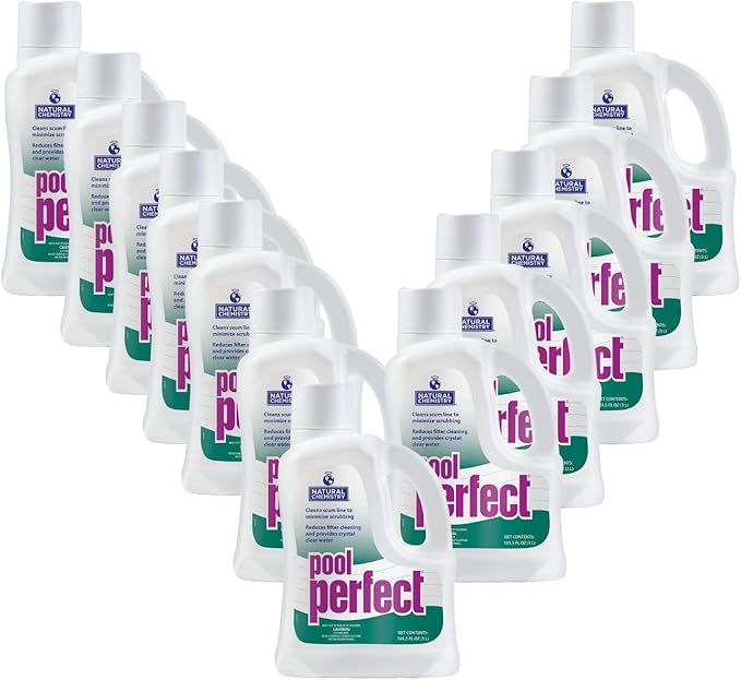 Natural Chemistry Pool Perfect, 3-Liter, Pack of 12, Reduce Scum Lines and Filters Cleanings, Ensures Crystal Clear Water, Compatible with All Sanitizing Systems