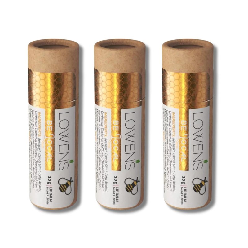 Lowen’s Natural Skincare Be Local Lip Balm - All Natural, Organic, Eco Friendly Chapstick - 10 Grams (Pack Of 3)