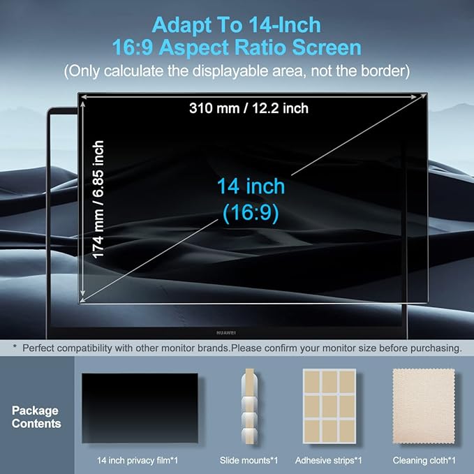 JEAPKA Laptop Privacy Screen 14 Inch Privacy Filter Screen Protector for 14Inch Laptop Anti Blue Light Glare Removable Filter