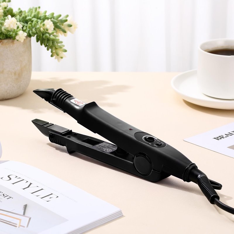 Lothee Hair Extension Tool with Keratin Glue Granule Beads, US Plug, Professional Hair Extensions Tools Heat Iron Connector Wand for U Tip Hair Extensions, B Head (Black)
