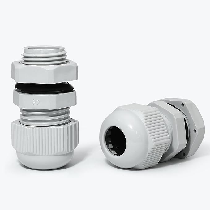 Bonsicoky 20 Pcs 3/8" NPT Nylon Cable Glands, IP68 Waterproof Adjustable Cord Grip Cable Connector Strain Relief Wire Protectors for 5-9mm Cable Diameter, Grey