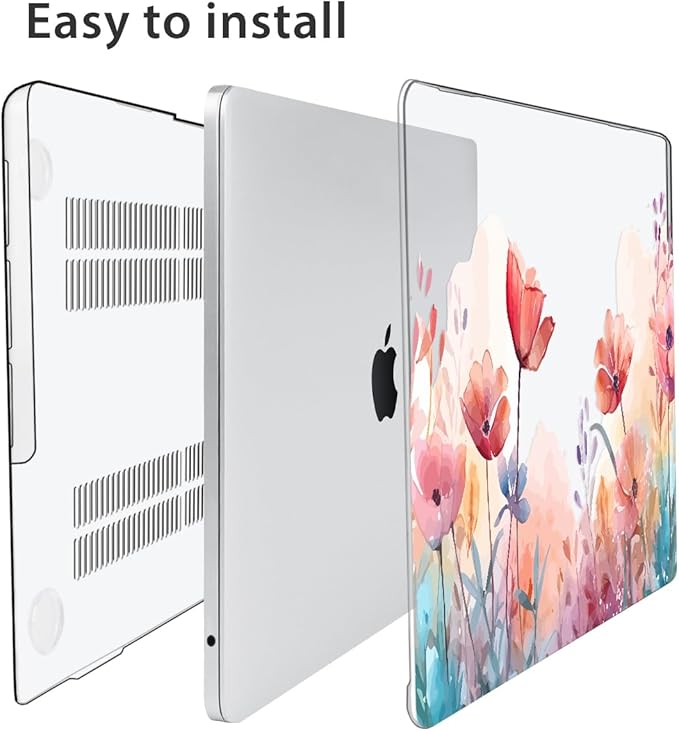 HOHAIYOO Compatible with MacBook Air 13.6 inch Case 2026 2025 2024-2022 Release M5 A3449 M4 A3240 M3 A3113 M2 A2681 with Touch ID, Hard Shell&Keyboard Cover&Screen Film&Webcam Cover, Garden Floral