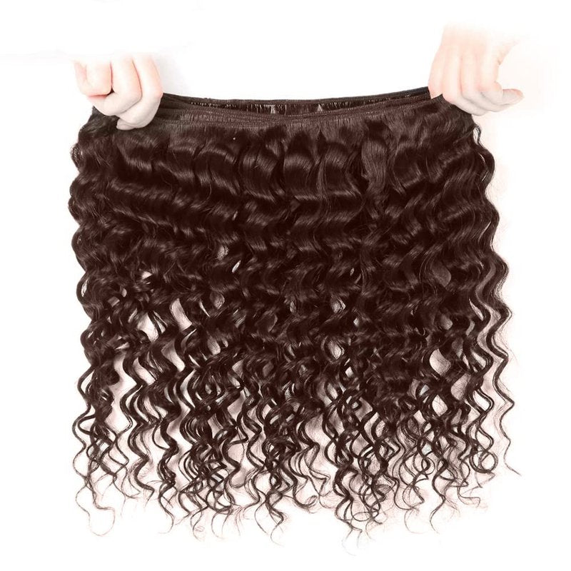 #4 Chocolate Human Hair Bundles Water Wave Bundles 16 16 16 Inch Brown Unprocessed Brazilian Virgin Hair 3 Bundle 50 Gram Per Bundle Deals Quick Weave Hair Extensions