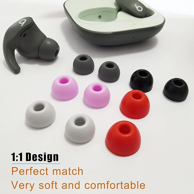 Silicone Ear Tips for Beats Fit Pro, Studio Buds, Powerbeats Pro 2, Solo Buds - 6 Pairs S/M/L Replacement Tips, Secure Fit Noise Isolation for Sports & Workouts (Gray)