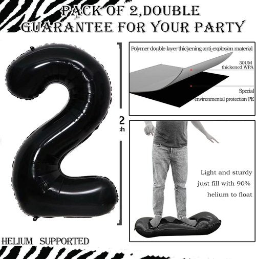 GOER 29th Birthday Balloons - Jumbo 42 Inch Foil Helium Decorations in Black | Perfect for Celebrations