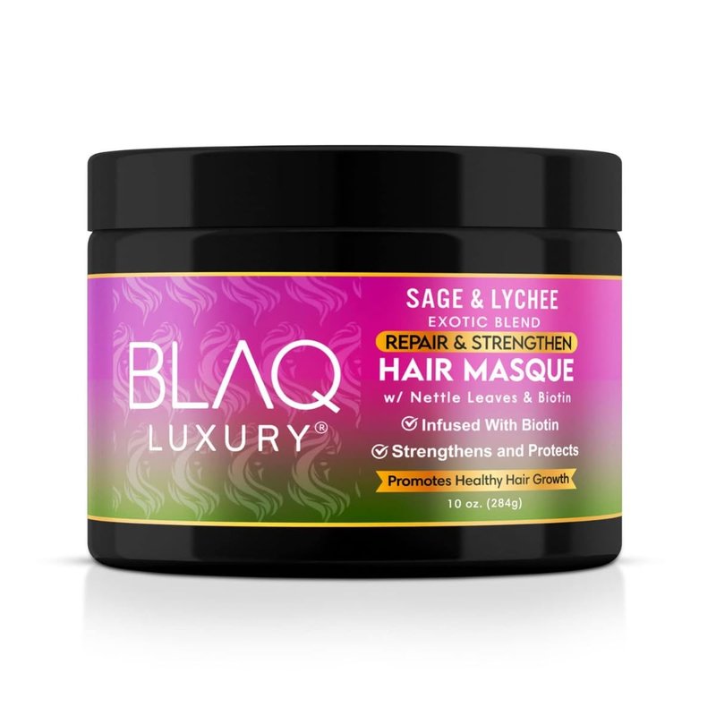 Blaq Luxury Hair Masque Treatment | Sage & Lychee, Biotin Infused for Stronger, Healthier Hair - 10oz