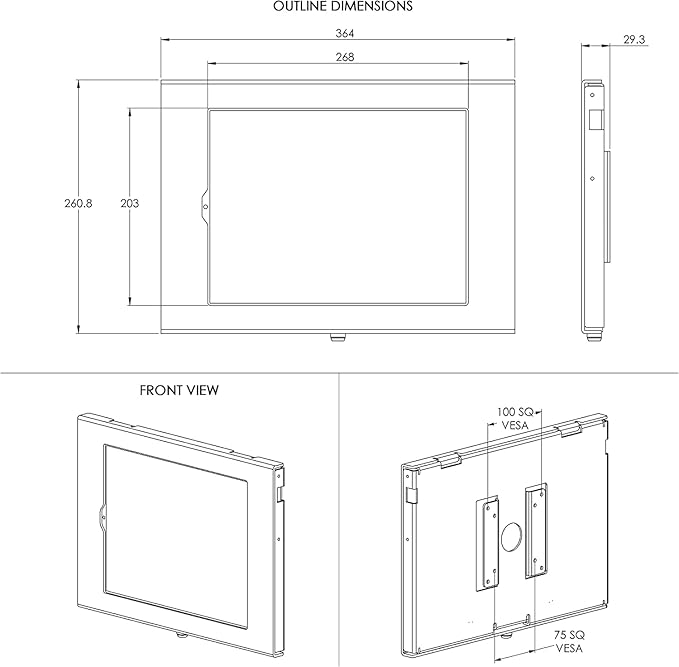 TABcare Locking Security Metal Case for Apple iPad Air 13" 2024/2025 M2/M3 for Kiosk, POS, Store, Show Display (Black)