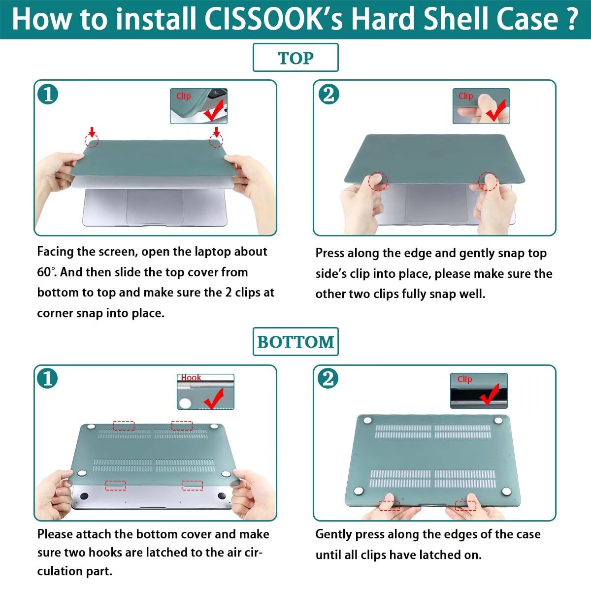 CISSOOK Compatible with MacBook Pro 13 inch 2025-2016 Release M2 M1 Chip A2338 A2251 A2289 A2159 A1989 A1706 Model, Plastic Hard Shell Case with Keyboard Cover&Screen Protector, Pink Bows