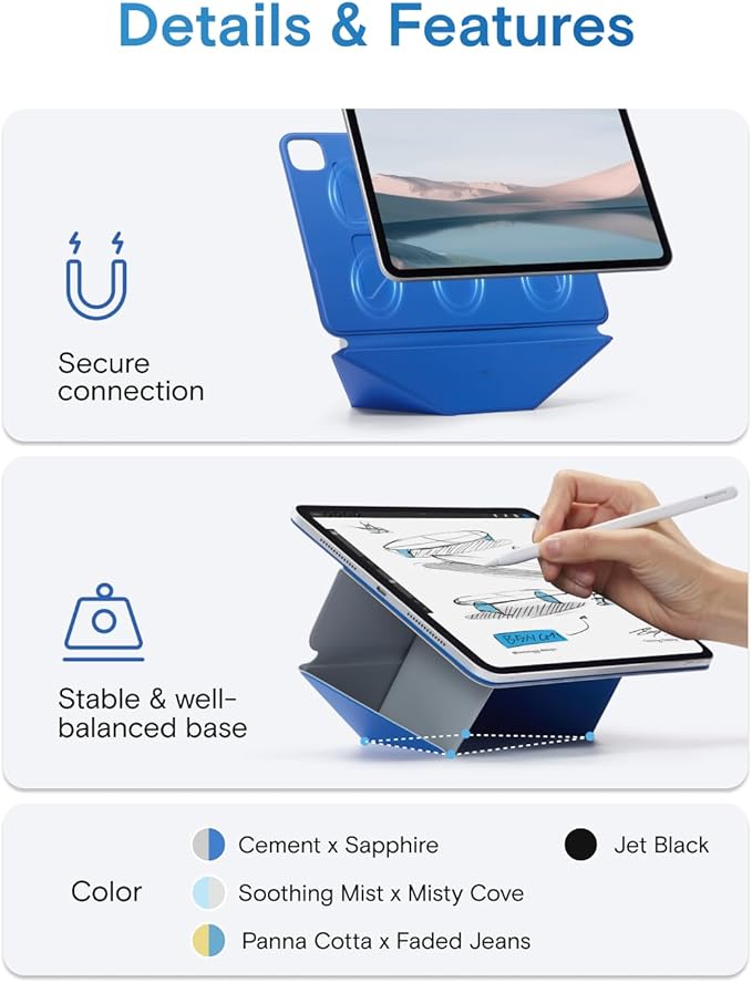 MOFT Dynamic Folio Case for iPad Pro 12.9" (6th 2022 | 5th 2021 | 4th 2020), Slim Magnetic Stand Case with 20+ Viewing Angles, Auto Wake/Sleep, Ultra Thin, Soothing Mist x Misty Cove