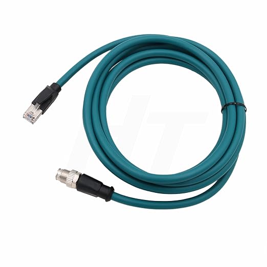 HangTon Ethernet Cable for Cognex in Sight 9000 7000gen2 2000 Microscan Basler Camera Sensor Computer Switch, M12 8 Pin X-Code RJ45 Network, 3M