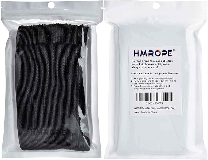 HMROPE 60PCS Fastening Cable Ties Reusable